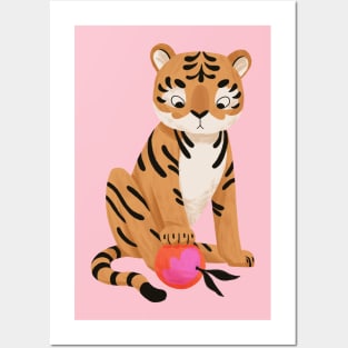 Cute Tiger with Orange Posters and Art